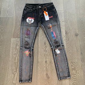 Cooper 9 507 First Serve graphic jeans in dark gray